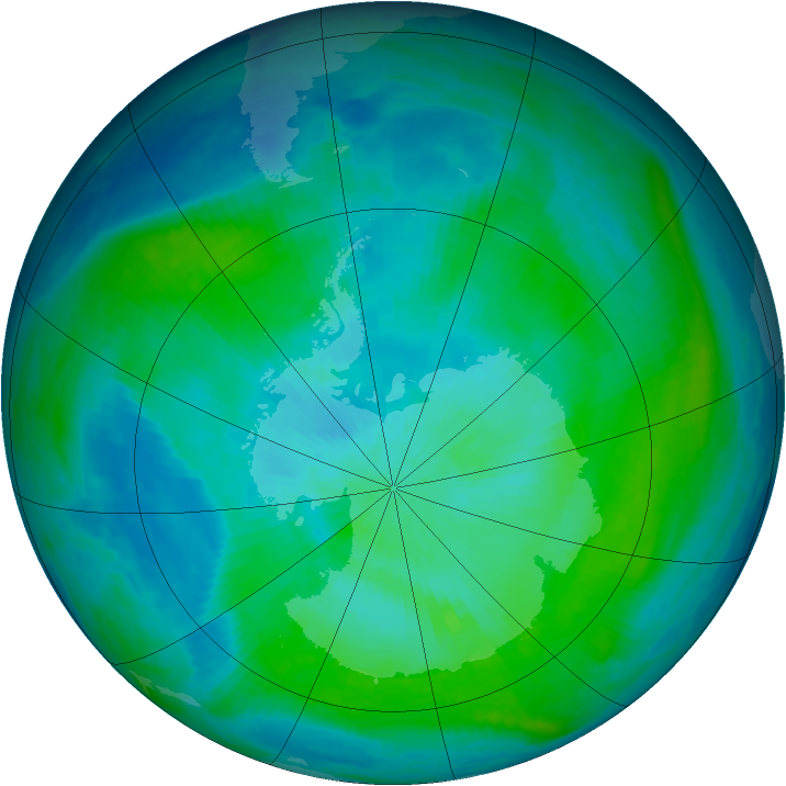 Antarctic ozone map for 17 February 1987
